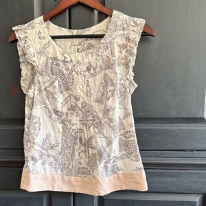 Elegant Floral Cap Sleeve Blouse - Cream